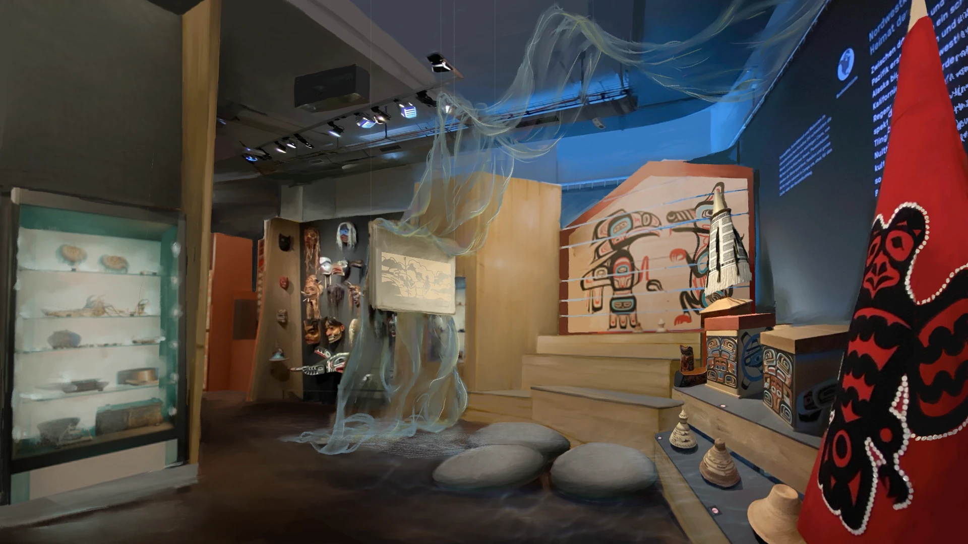 Exhibition concept for an American indigenous peoples museum about salmon